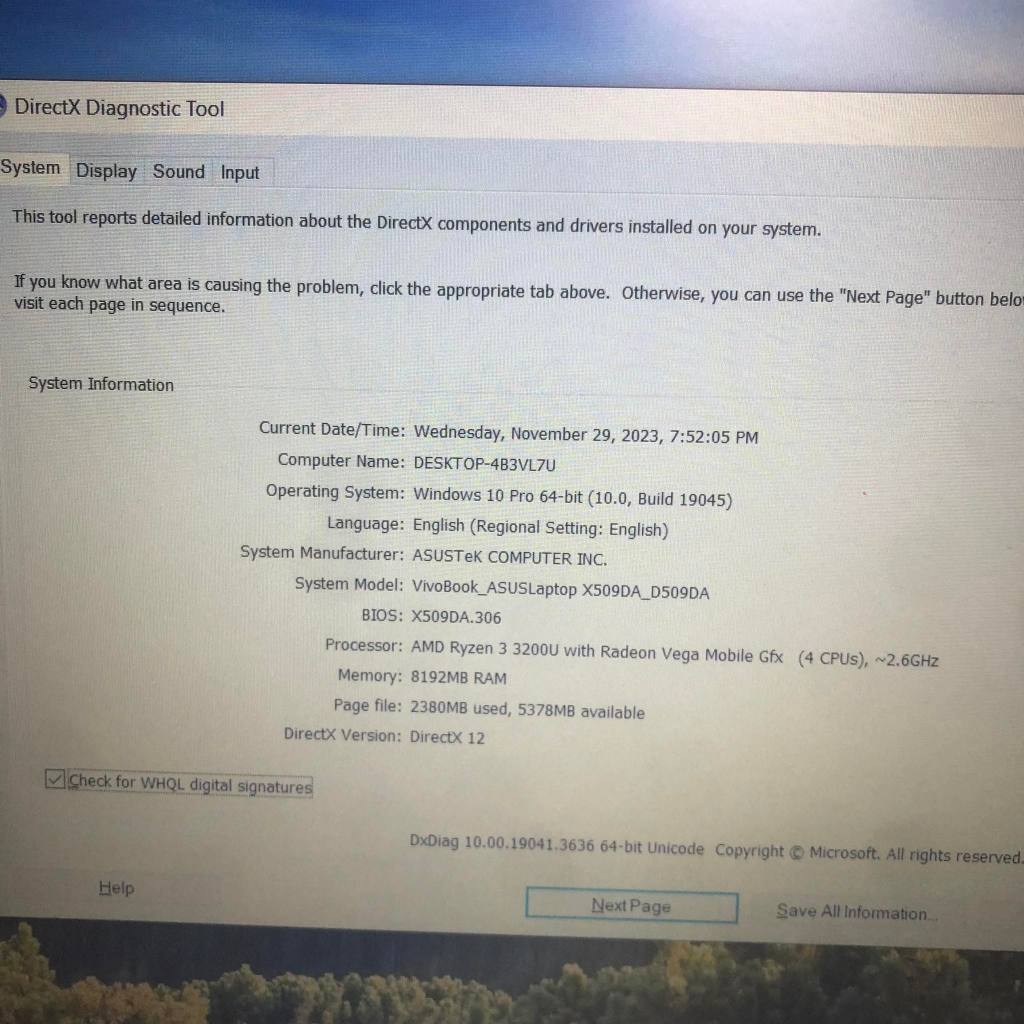 Laptop Asus Vivobook D509DA Ryzen 3-3200U, 8gb ram, 120gb ssd+ 500gb hdd, VGA Radeon Vega 3 Graphics, 15.6 inch Fhd Đẹp
