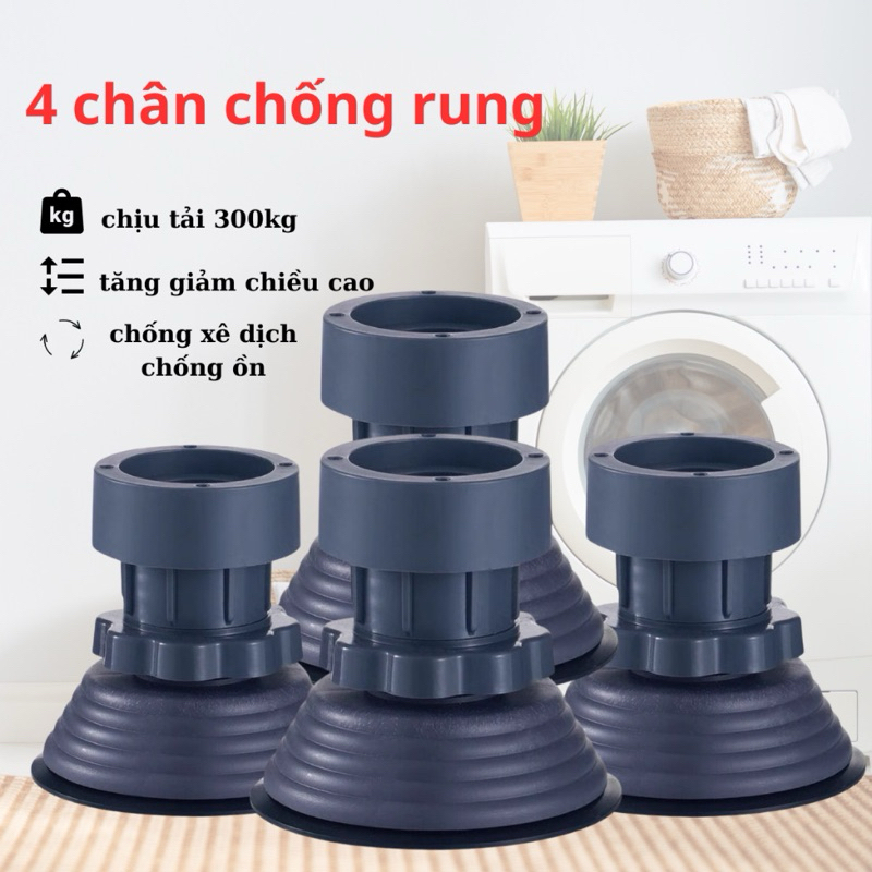 Chân đế chống rung cho máy giặt, tủ lạnh - tăng giảm chiều cao, đế cao su chống rung, chống trượt tối ưu