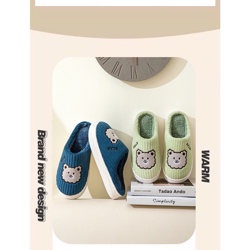 Dép đi trong nhà,dép lông siêu êm hoạ tiết gấu cực hót