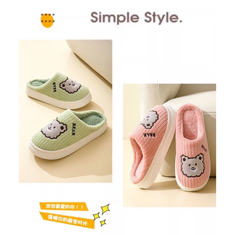 Dép đi trong nhà,dép lông siêu êm hoạ tiết gấu cực hót