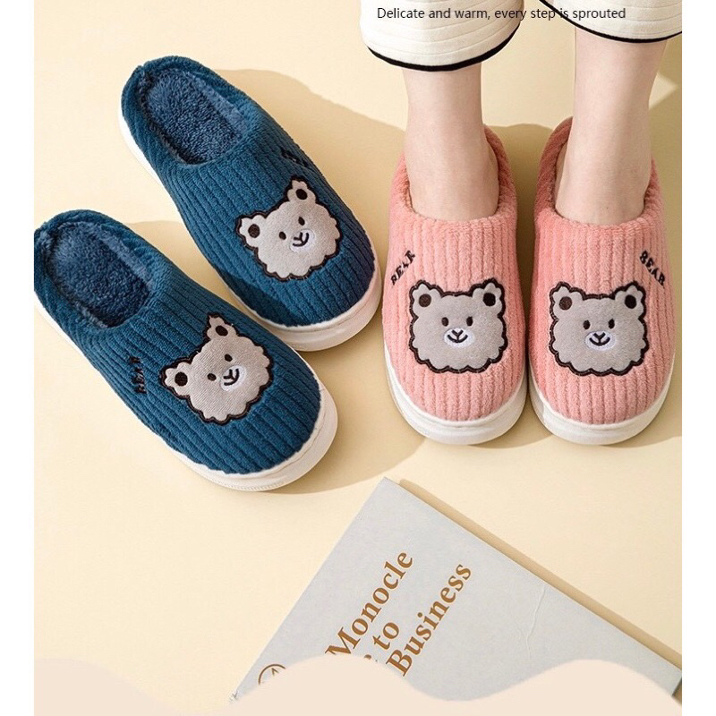 Dép đi trong nhà,dép lông siêu êm hoạ tiết gấu cực hót