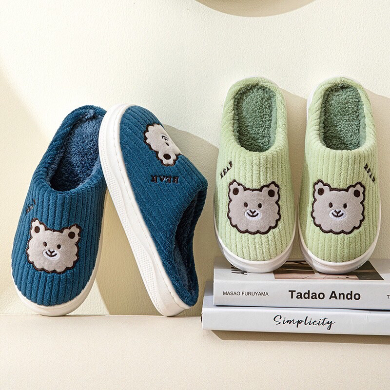 Dép đi trong nhà,dép lông siêu êm hoạ tiết gấu cực hót