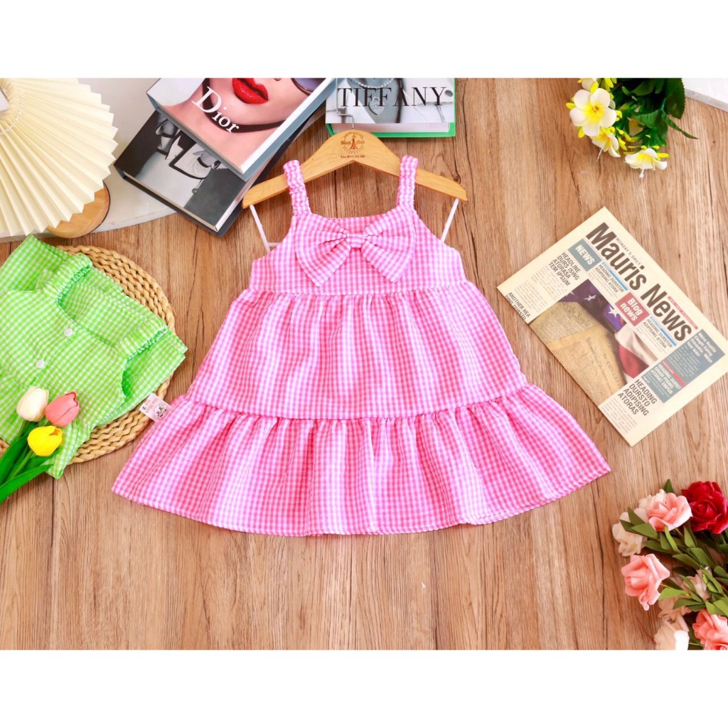 Đầm Hai Dây Tơ Xốp Bé  (8-16kg)