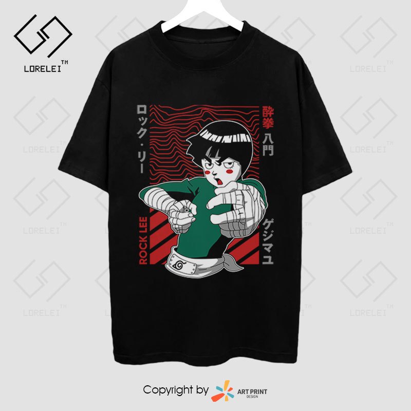 Áo thun Naruto Shippuden Rock Lee Color Art (Black) ngắn tay