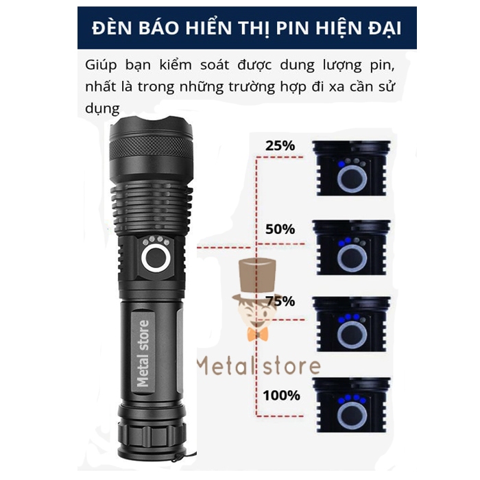 Đèn pin siêu sáng XHP50-Sản phẩm chính hãng -Đèn pin cầm tay