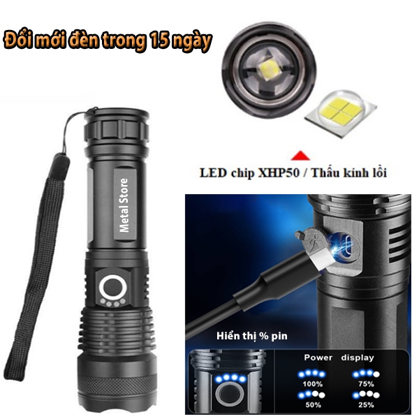 Đèn pin siêu sáng XHP50-Sản phẩm chính hãng -Đèn pin cầm tay