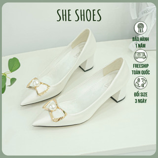 Giày cưới đẹp ♥️Freeship♥️ Giày gót vuông 5p cô dâu cao cấp ĐỘC QUYỀN SHE SHOES - GC05002
