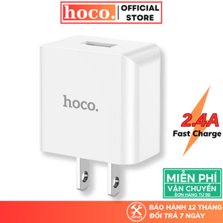 Củ sạc nhanh Hoco 10.5W 5V/2.1A 1 cổng USB chân cắm dẹt chuẩn chất liệu PC cao cấp cho smartphone