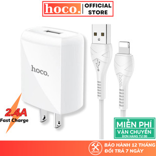 Bộ sạc nhanh Hoco công suất 2.4A Củ kèm cáp sạc USB to lP dành cho điện thoại lP7 8p xsm 11 12
