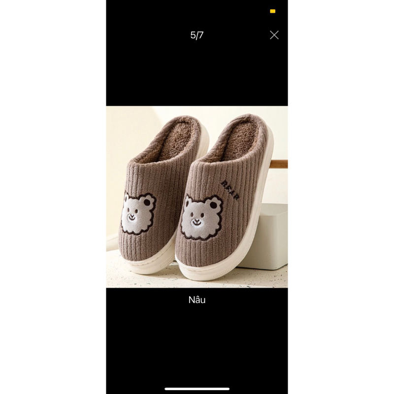 Dép đi trong nhà,dép lông siêu êm hoạ tiết gấu cực hót