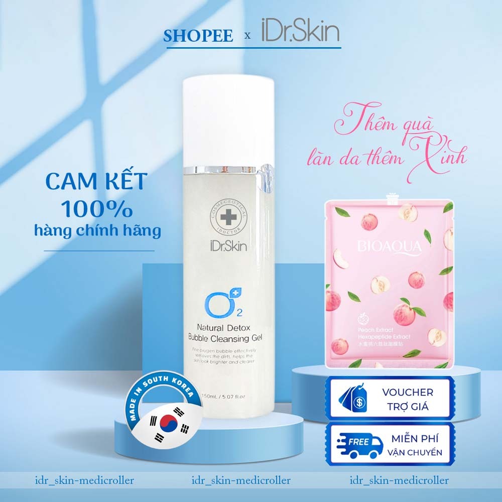 Sữa rửa mặt O2 IDr Skin Natural Detox Bubble Cleansing Gel 150ml