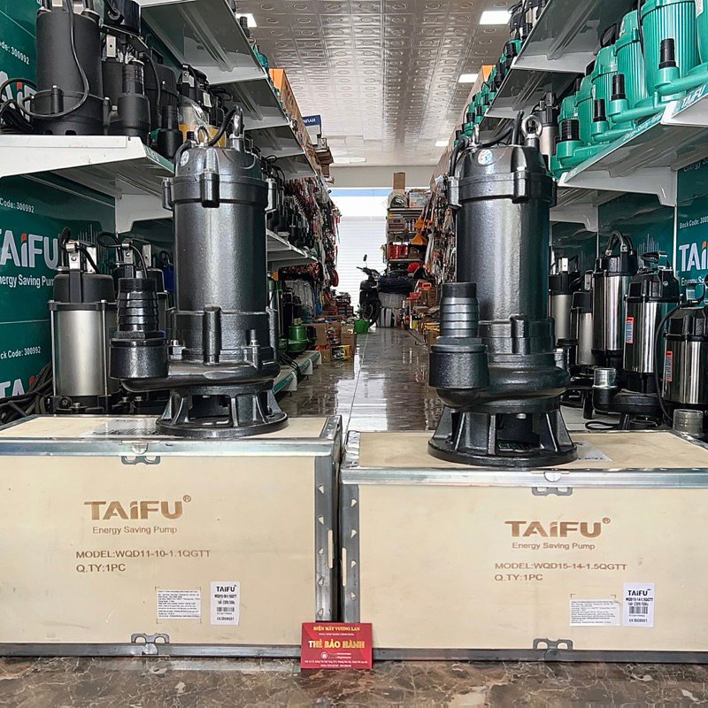 Máy bơm chìm nước thải cắt rác 1.1Kw, 1.5Kw Thân gang TAIFU - Bảo hành 1 năm