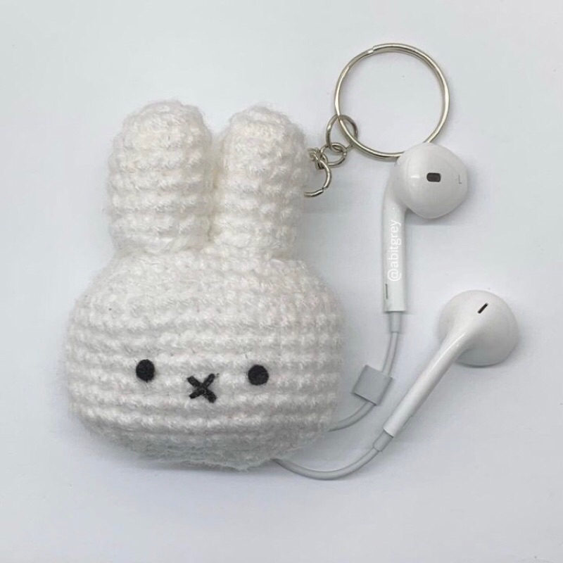 Túi len đựng tai nghe mini hình thỏ kèm khoen móc khoá - 3bee.crochet