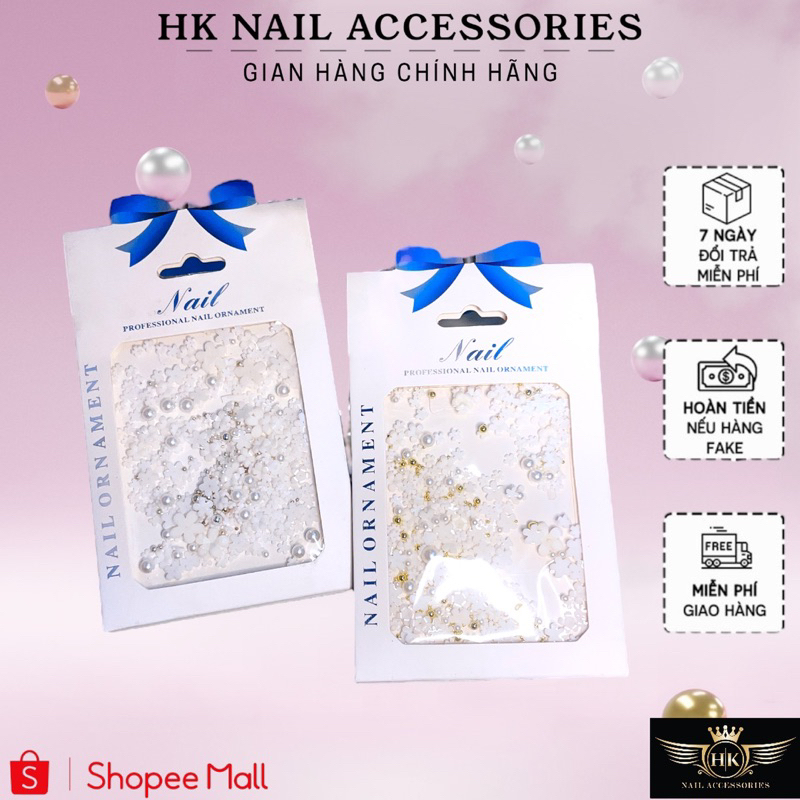 Hoa nhí sứ mix bi trang trí móng HK NAIL ACCESSORIES