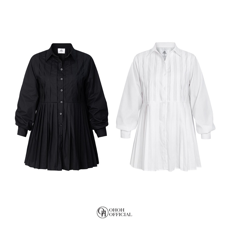 Đầm sơ mi xếp ly OHOH