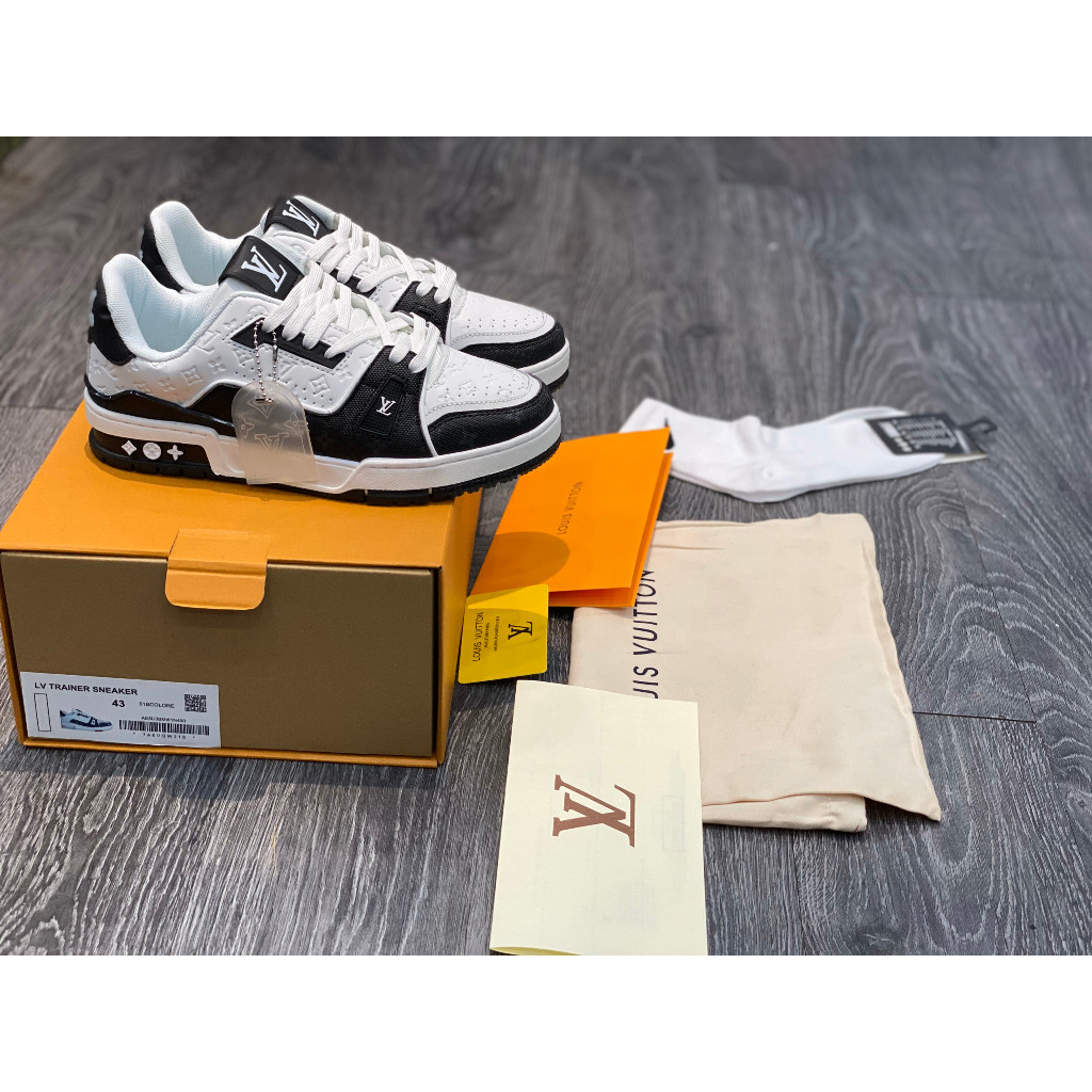 Giày Cao Cấp Thể Thao Sneaker L/v Trainer #54 Signature White Black Cao Cấp + freeship + Tặng Tất