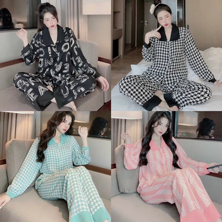 Đồ bộ mặc nhà set đồ bộ nữ tay dài quần dài cổ sen chất kate thái mềm mịn,loai 1