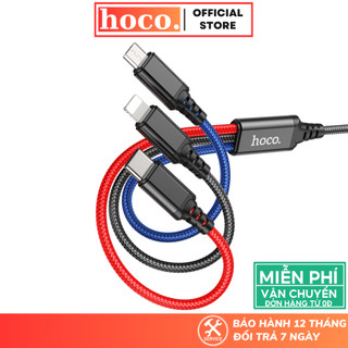 Cáp sạc nhanh 3 đầu Hoco hỗ trợ sạc lên tới 2A dây bọc dù 3in1 chống rối chắc chắn cho nhiều dòng máy