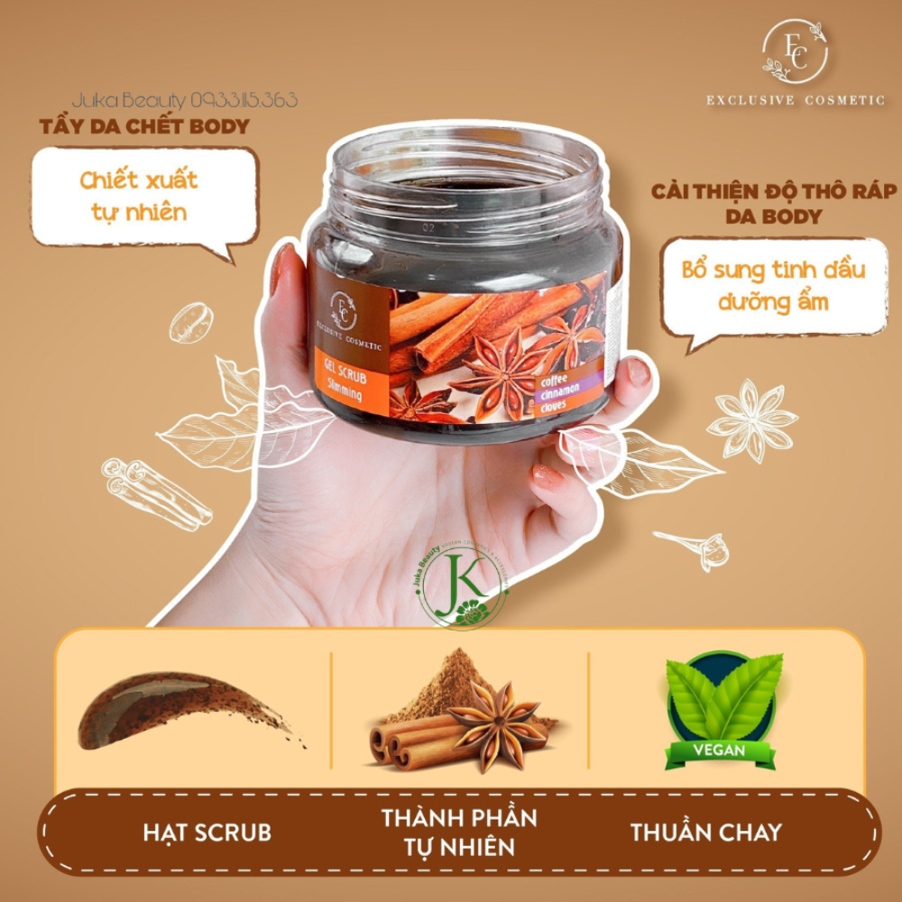 Tẩy Da Chết Quế Hồi Nga Và Café Slimming Gel Coffee & Cinnamon Cloves Eksklyuziv Kosmetik 380g