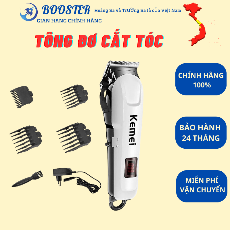 Tông Đơ Cắt Tóc Kemei KM-809A Chính Hãng Màn Hình Led Hiển Thị Pin-KHANHLY