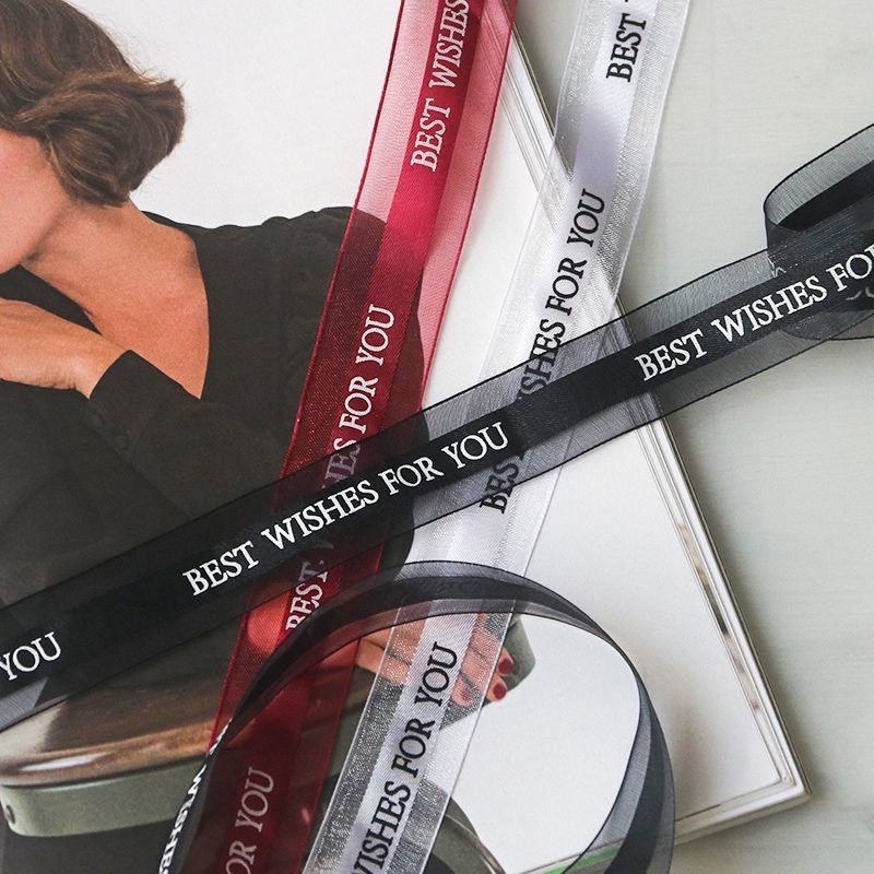 Dây Ruy Băng Lụa Phối Ren In Chữ "JUST FOR YOU" Bản 2.5cm Trang Trí Bó Hoa, Hộp Quà...