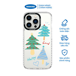 Ốp lưng iPhone trong suốt chống va đập Weekase in hình 3 cây thông noel, tất cả dòng máy