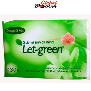 Thùng 48 gói khăn giấy khô đa năng let-green 130 tờ * 2 lớp,qui cách 15 x 21cm dạng rút kéo.