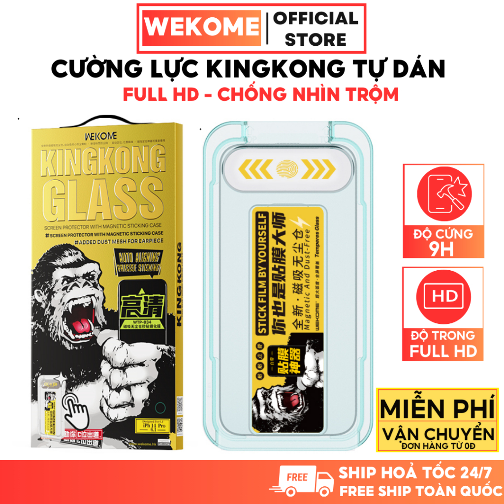 Kính cường lực KINGKONG iPhone chống nhìn trộm khung tự dán chống bụi màng loa cho iPX 11 12 13 14 15 promax