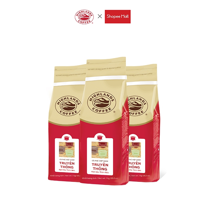 Combo 3 Cà Phê Bột Truyền Thống Highlands Coffee 1kg