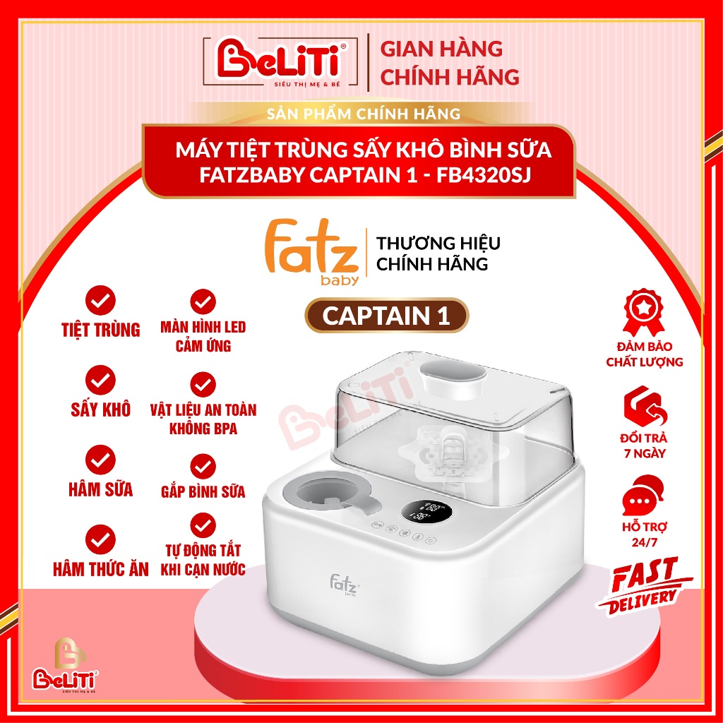 MÁY TIỆT TRÙNG SẤY KHÔ ĐA NĂNG THÔNG MINH TÍCH HỢP MÁY HÂM SỮA – CAPTAIN 1 / 2 - BẢO HÀNH 12 THÁNG