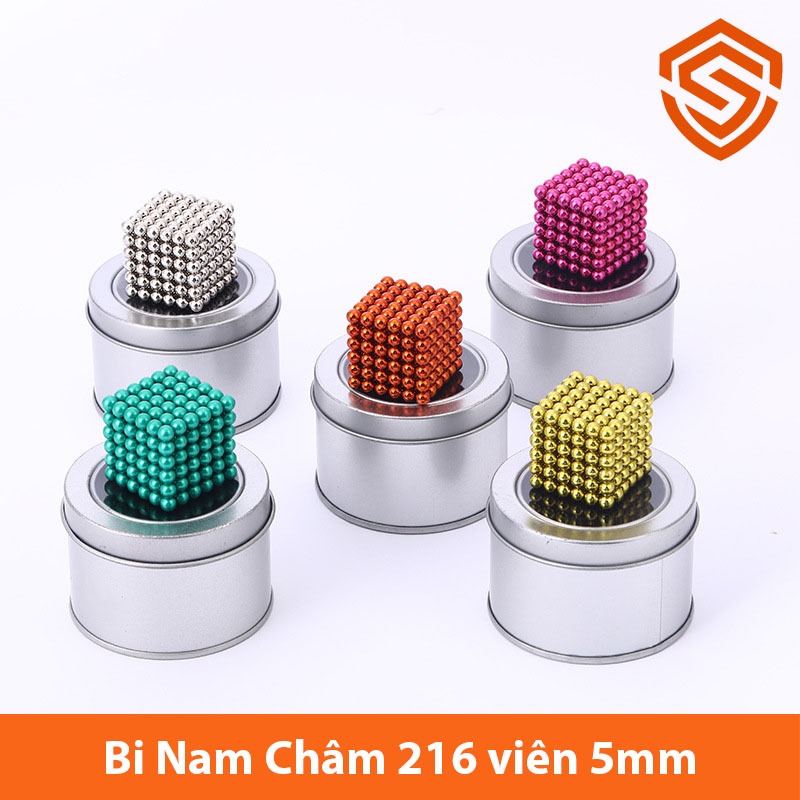 Bộ Bi Xếp Hình 6 màu 216 viên đường Kính 5mm Hộp Nhôm Sang Trọng