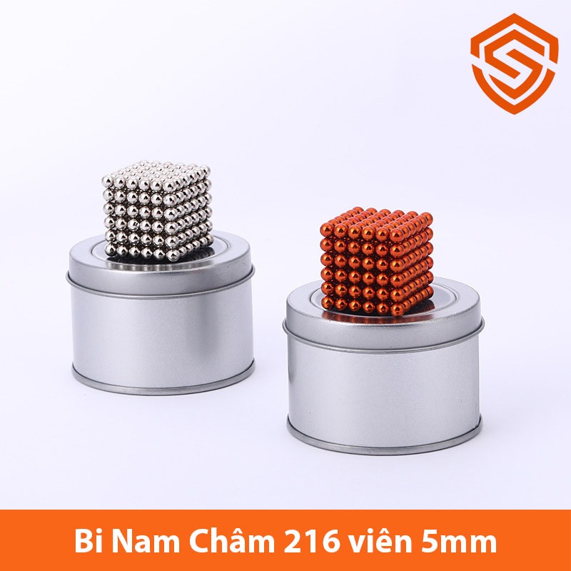 Bộ Bi Xếp Hình 6 màu 216 viên đường Kính 5mm Hộp Nhôm Sang Trọng