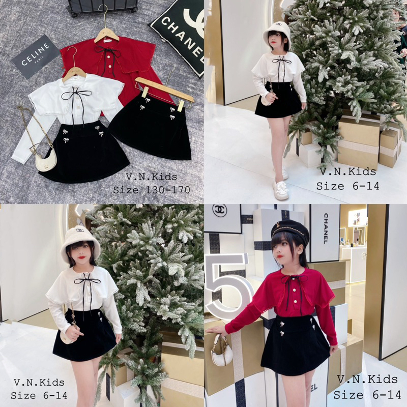 Set váy len bèo Tiểu Thư cho Bé size 18kg - 42kg