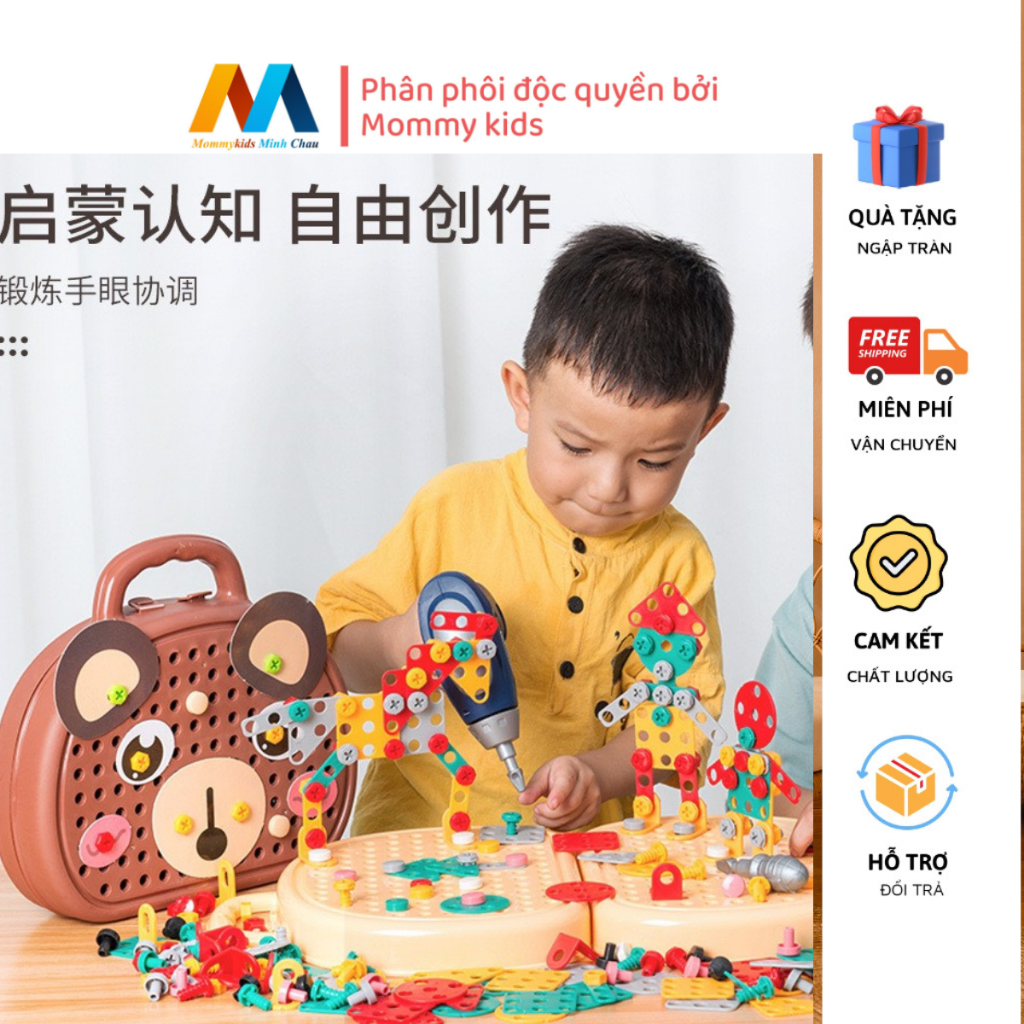BỘ ĐỒ CHƠI KĨ SƯ GẤP LẮP RÁP, ĐỒ CHƠI VẶN ỐC VÍT CHO BÉ TỪ 3 TUỔI