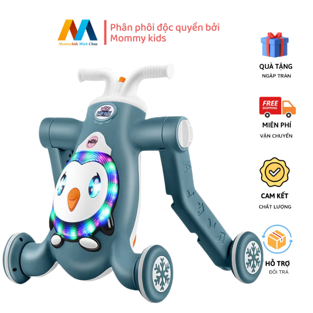 Xe tập đi cho bé đa năng 3 trong 1, Bảo hành 6 tháng, Xe tập đi chim cánh cụt có nhạc và đèn cao cấp