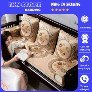 Bộ 3 thảm trải ghế gỗ cao cấp sang trọng chất liệu nỉ nhung êm ái, Đệm ghế sofa trang trí phòng khách nhiều kích thước