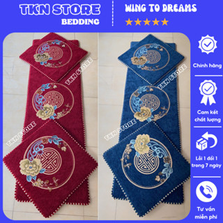 Bộ 3 thảm trải ghế gỗ cao cấp sang trọng chất liệu nỉ nhung êm ái, Đệm ghế sofa trang trí phòng khách nhiều kích thước