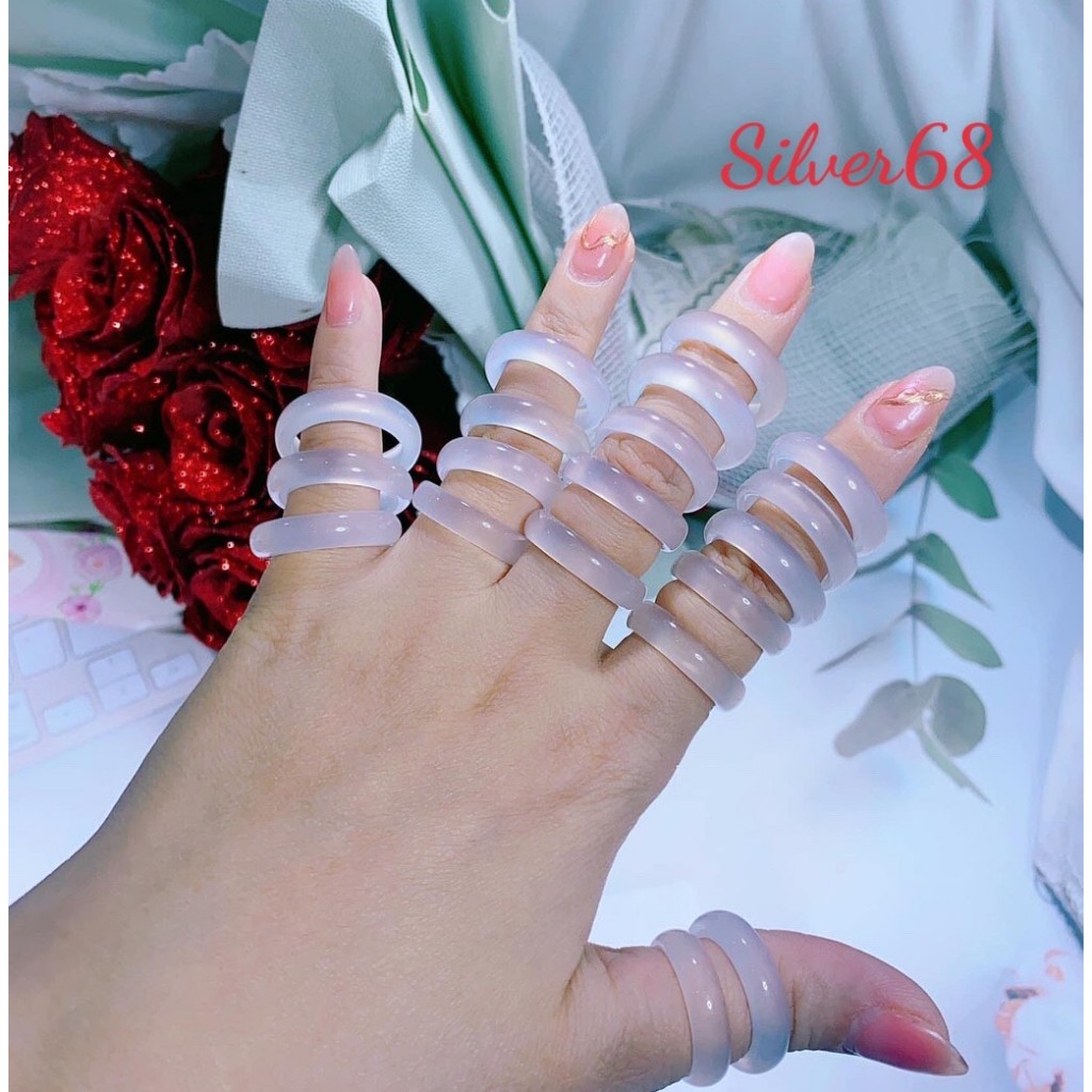 Nhẫn nữ,nhẫn đá mã n ão đủ màu silver68