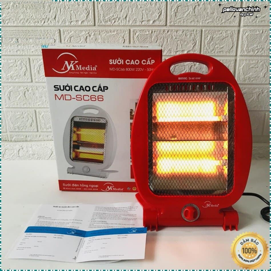Đèn sưởi NK MEDIA MD - SC66, Máy sưởi có tấm lưới cách nhiệt an toàn, chế độ tự ngắt đổ [ Chính Hãng ]