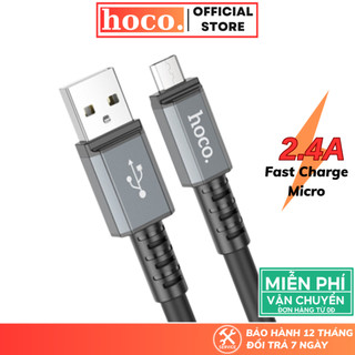 Dây sạc Micro Hoco sạc nhanh 2.4A cáp nhựa TPE chống rối dùng cho samsung xiaomi loa đài
