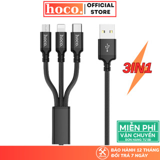 Dây sạc nhanh Hoco 3 đầu cáp sạc công suất 2A cho các dòng điện thoại Android Laptop