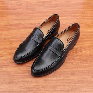 Giày lười nam da bò , đế đúc cao su 2 màu nâu , đen