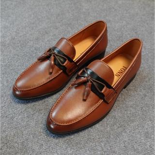 Giày lười nam gắn lơ chuông da bò nguyên tấm (BH 12 tháng)