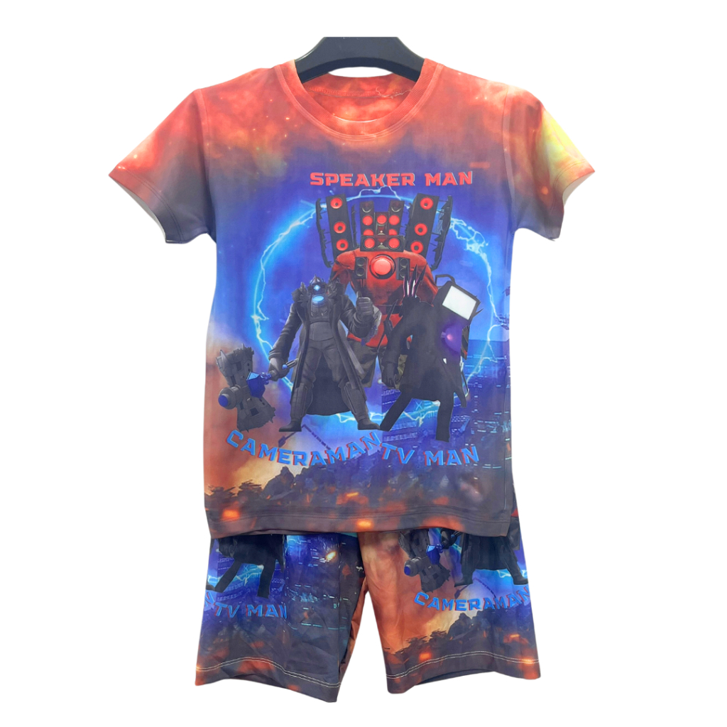 Bộ thun lạnh Cổ Tròn Titan Tivi man, Skibidi Toilet, Skibidi Man bé trai, con nít, Có size cho bé từ 10kg - 60kg