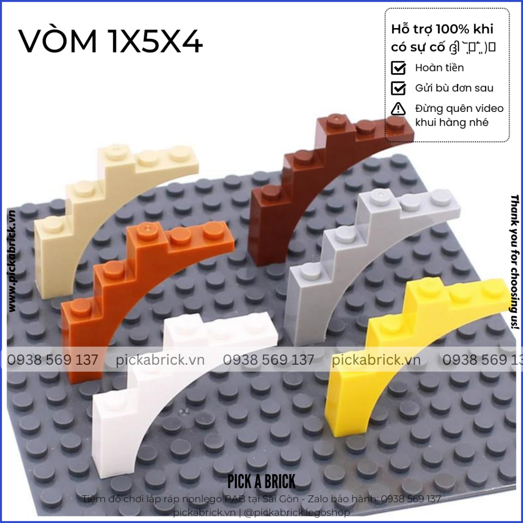 Lẻ Vòm thân cây, Cành cây 1x5x4 - Đồ chơi lắp ráp xếp hình PAB gạch MOC phụ kiện Vòm nhà Tree branch
