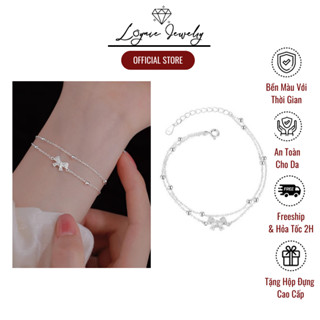 [HOẢ TỐC 1H] Lắc tay bạc nữ S925 mặt nơ đính đá thanh lịch Loynie Jewelry, vòng tay bạc Ý 925 dây hai lớp xinh xắn