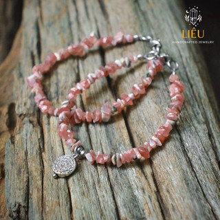 Vòng tay Rhodochrosite thô - Đá đào hoa