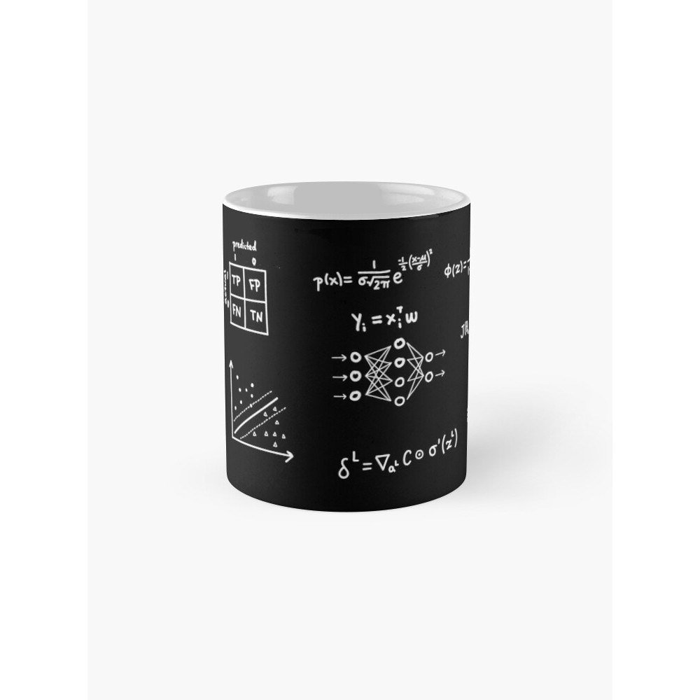 Cốc cà phê đen trắng Đồ thị và phương trình học máy