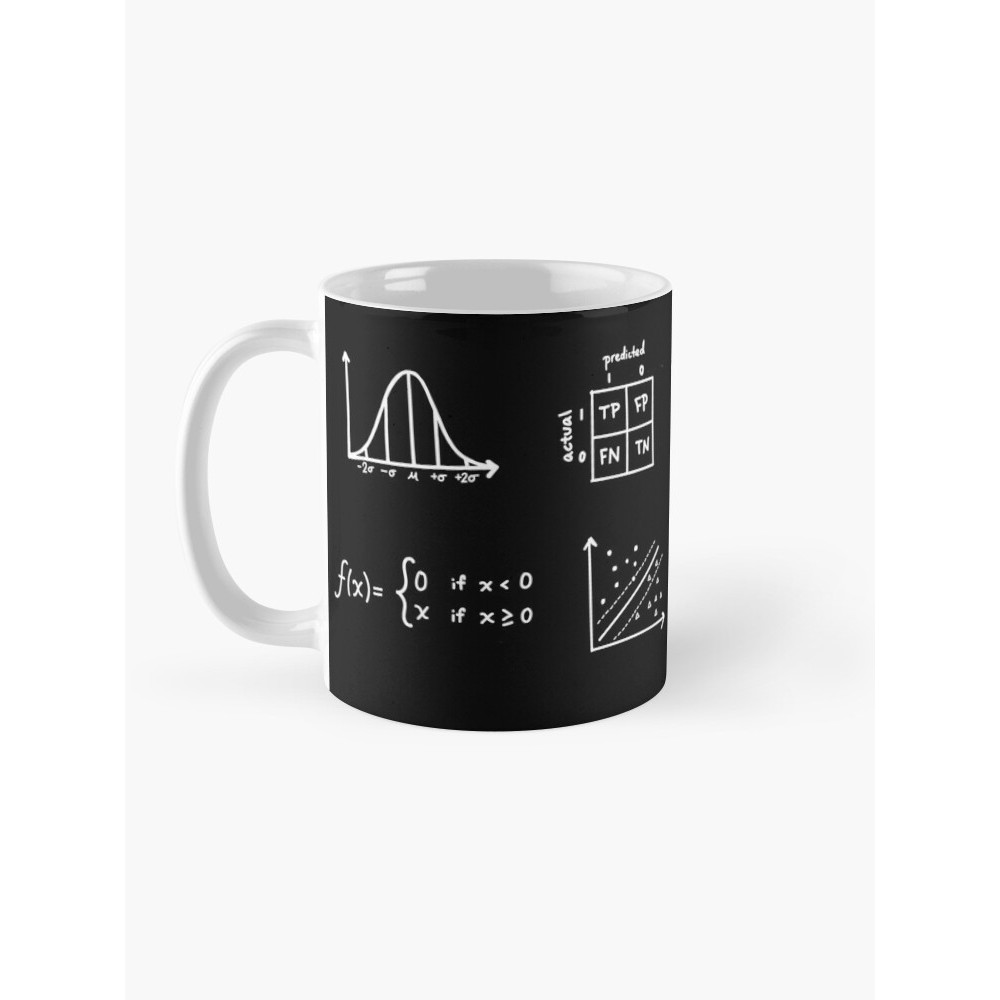 Cốc cà phê đen trắng Đồ thị và phương trình học máy