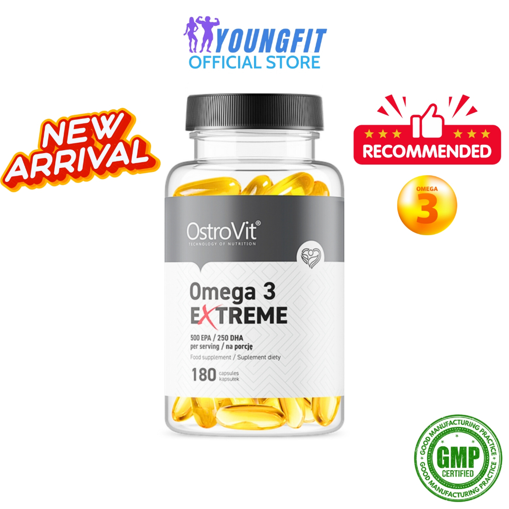 Viên Uống Dầu Cá Omega Extreme OstroVit 180 Viên Nhập Ba Lan Chính Hãng Sáng Mắt Bổ Tim - YoungFit x Best Nutrition